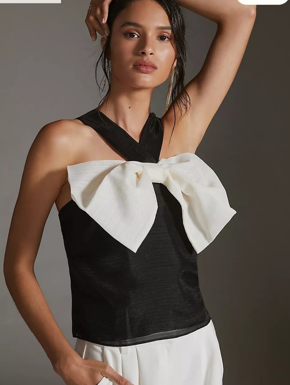 Anthropologie Sunday in Brooklyn Bow Halter Top Black & white Size Xs - Picture 3 of 8